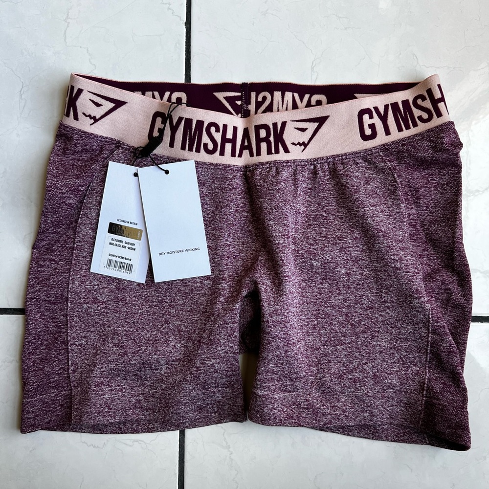 Gymshark Flex Shorts (M) - ‘Dark Ruby Marl/Blush Nude’